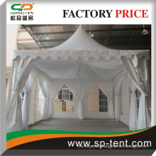 small outdoor pagoda tent with curtains for party